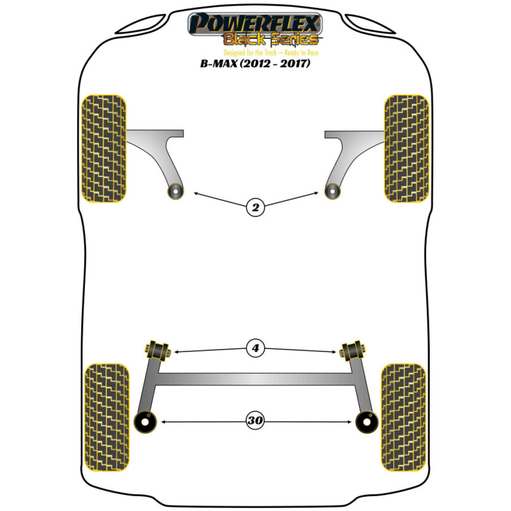 Powerflex Ford B-Max (2012-2017)    Tampone isolante superiore molla posteriore Fig.30 (2) PFR19-2030BLK - immagine 2