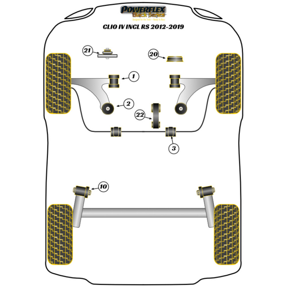 Powerflex Renault  Clio IV incl. RS (2012 - 2019)   Inserto supporto motore superiore Fig.20 (1) PFF60-1420BLK - immagine 2
