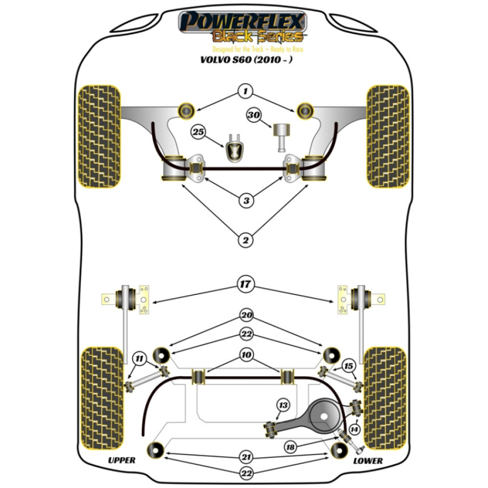 Powerflex Volvo S60 AWD (2010 - 2018)    Boccola del braccio oscillante posteriore Fig.17 (2) PFR19-1917BLK - immagine 2
