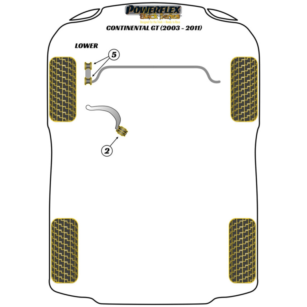 Powerflex Bentley Continental GT (2003 - 2011)    Braccio del raggio inferiore anteriore alla boccola del telaio Fig.2 (2) PFF3-702BLK - immagine 2