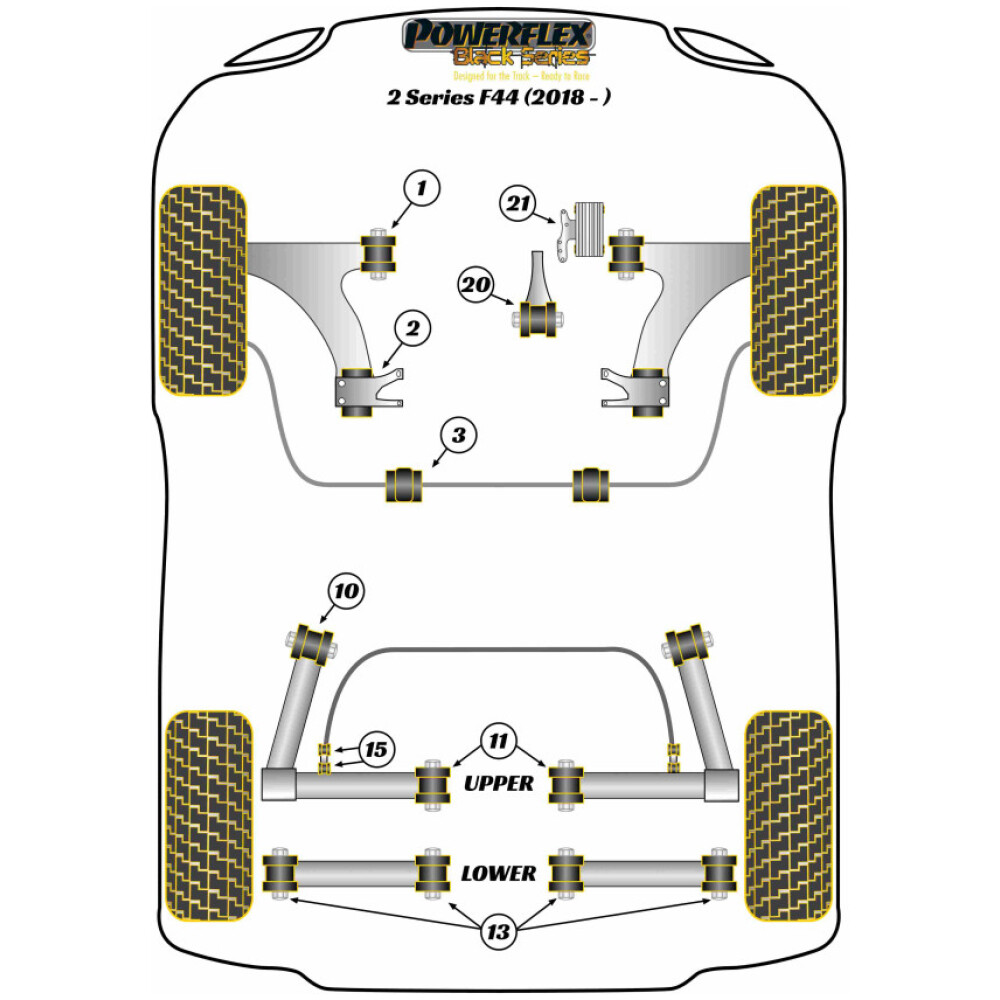 Powerflex BMW Serie 2 F44 Gran Coupe (2019 in poi)   Braccio anteriore Boccola anteriore Camber regolabile Fig.1 (2) PFF5-1301GBLK - immagine 2