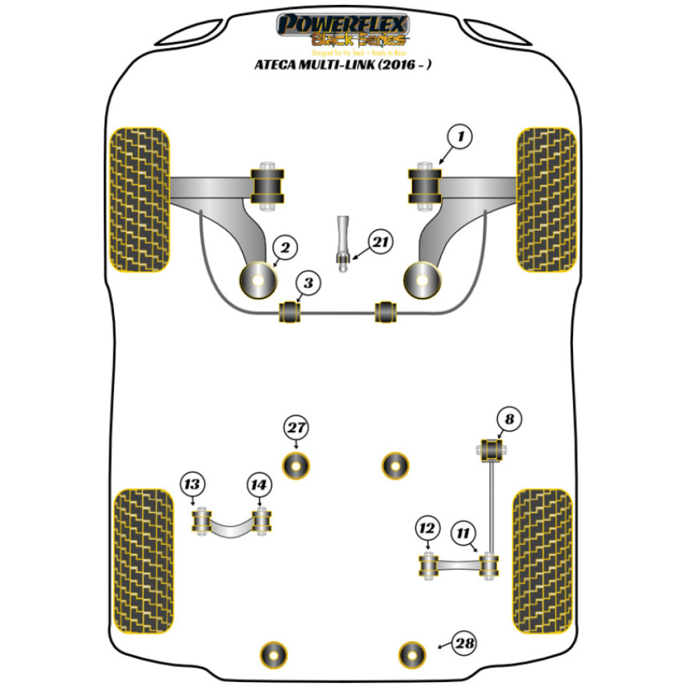 Powerflex Seat  Ateca Multi-Link (2016- in poi)   Barra di collegamento posteriore alla boccola anteriore del telaio Fig.8 (2) PFR85-508BLK - immagine 2