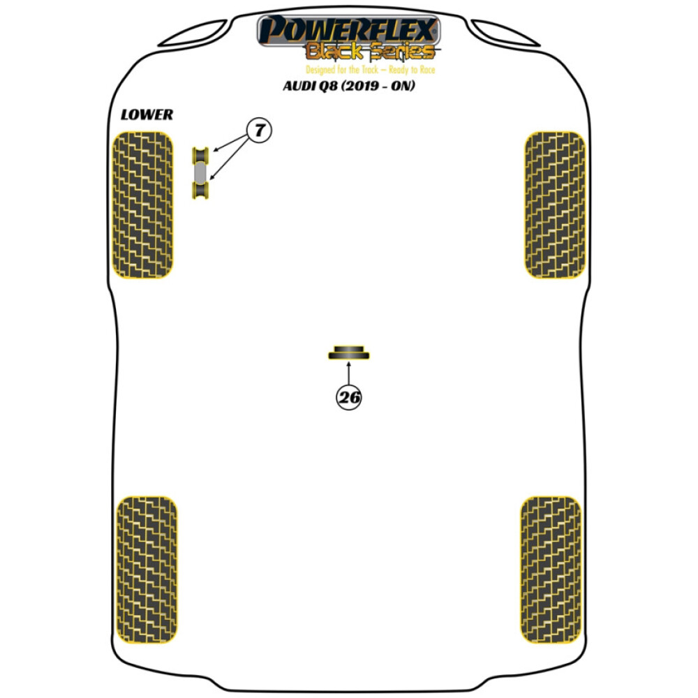 Powerflex Audi Q8 (2019 - in poi)    Boccola collegamento barra antirollio anteriore 10mm Fig.7 (4) PFF3-913-10BLK - immagine 2