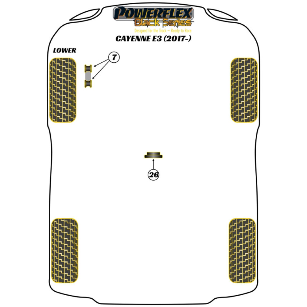 Powerflex Porsche  Cayenne E3 9Y (2018 in poi)   Boccola collegamento barra antirollio anteriore 10mm Fig.7 (4) PFF3-913-10BLK - immagine 2