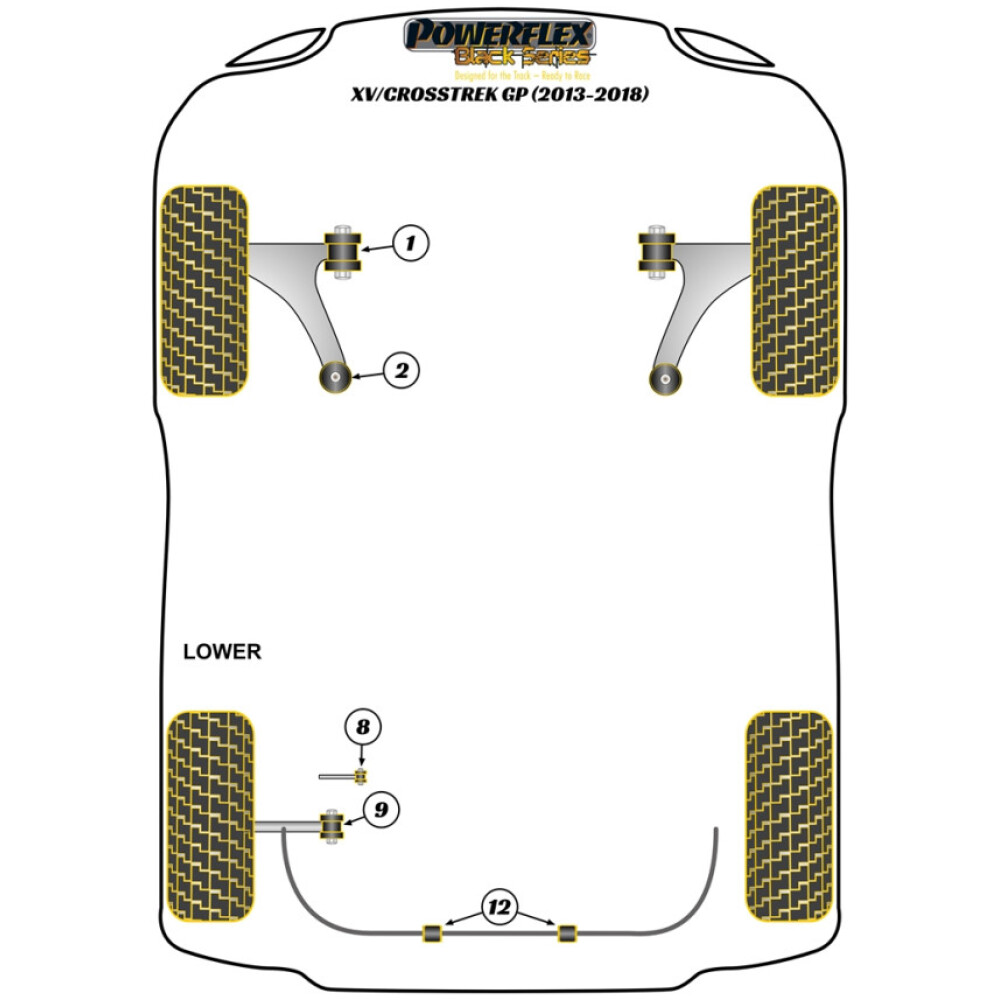 Powerflex Subaru XV/Crosstrek GP (2013 - 2018)    Boccola di montaggio posteriore del differenziale posteriore Fig.16 (2) PFR69-516BLK - immagine 2