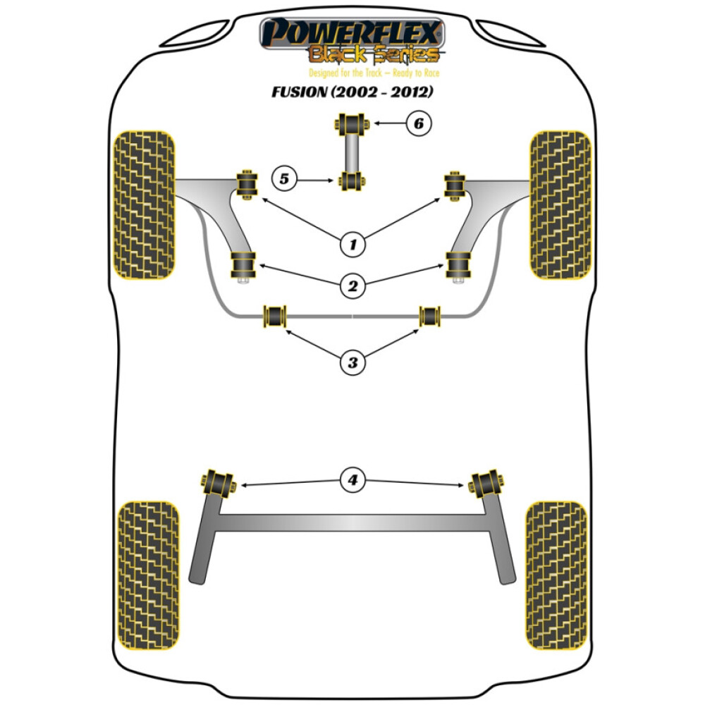 Powerflex Ford Fusion (2002-2012) Supporto di coppia inferiore, uso su pista Fig.6 (1) PFF19-2020BLK 2 Powerflex Ford Fusion (2002-2012) Supporto di coppia inferiore, uso su pista Fig.6 (1) PFF19-2020BLK - immagine 2
