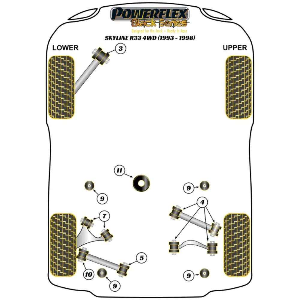 Powerflex Nissan Skyline R33 4WD Incl. GT-R & GTS4(1993 - 1998)   Boccola della barra di tensione anteriore Fig.3 (2) PFF46-219BLK - immagine 2