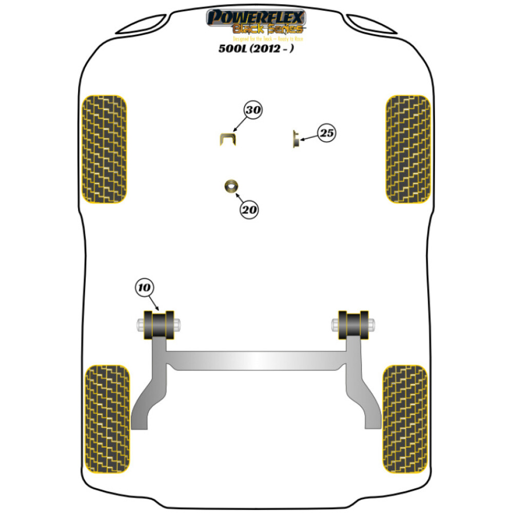 Powerflex Fiat 500L (2012 - )    Boccola di montaggio della trave posteriore Fig.10 (2) PFR16-710BLK - immagine 2