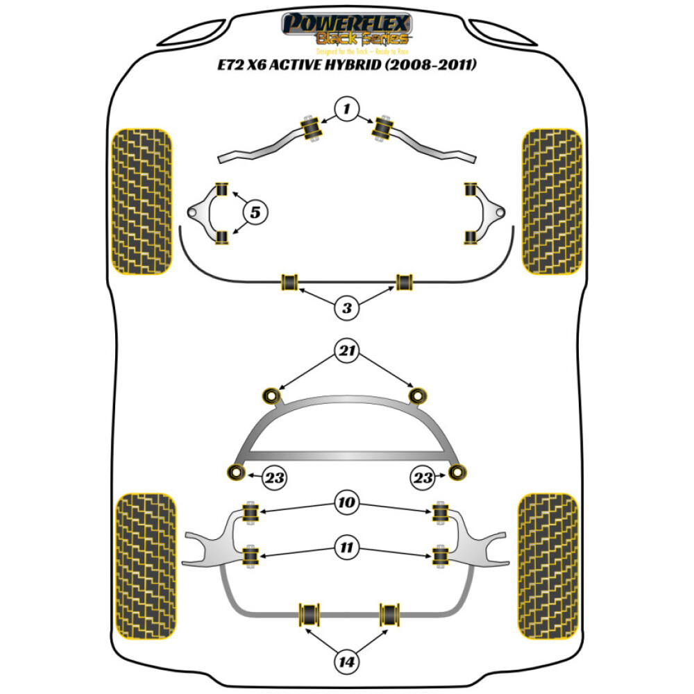 Powerflex BMW   X6 E72 ActiveHybrid (2008 - 2011)  Boccola posteriore del braccio inferiore posteriore Fig.11 (2) PFR5-711-16BLK - immagine 2
