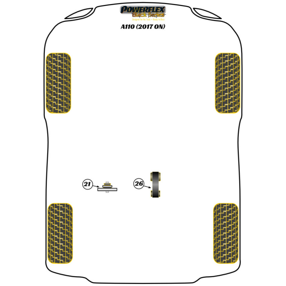 Powerflex Alpine A110 (2017 in poi) Supporto di coppia inferiore - Track/Msport Fig.26 (1) PFF60-8026BLK 2 Powerflex Alpine A110 (2017 in poi) Supporto di coppia inferiore - Track/Msport Fig.26 (1) PFF60-8026BLK - immagine 2