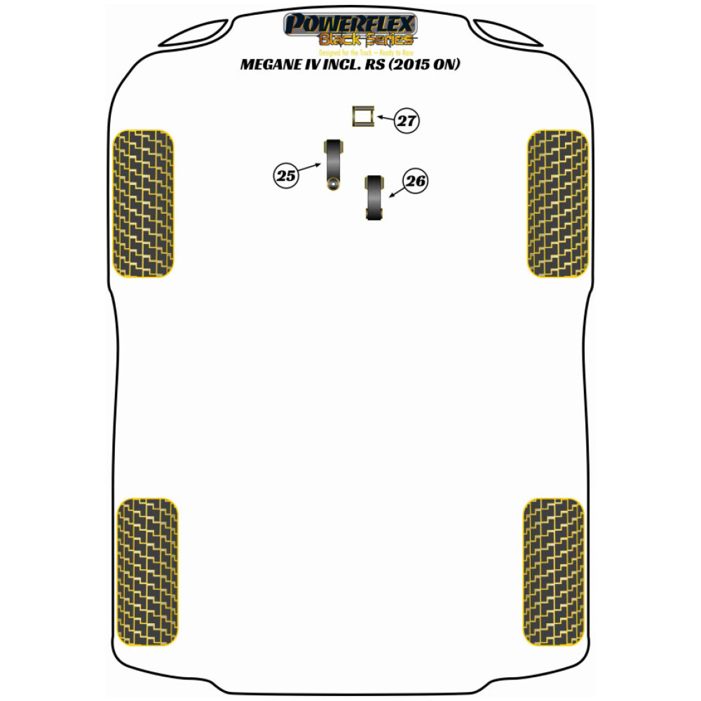 Powerflex Renault  Megane IV Incl. RS (2015 in poi)   Inserto supporto motore superiore - Track/Msport Fig.27 (1) PFF60-2726BLK - immagine 2