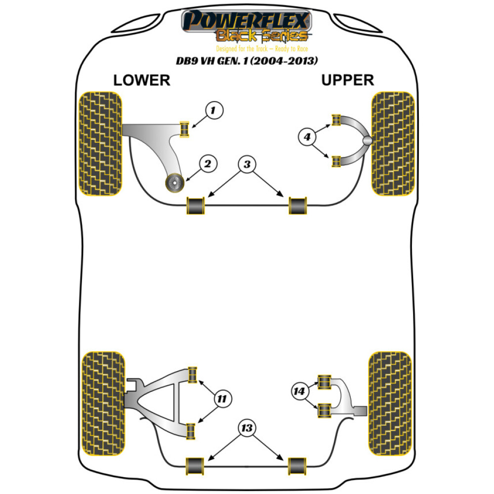 Powerflex Aston Martin  DB9 (2004-2013)   Boccola posteriore del braccio oscillante inferiore anteriore Fig.2 (2) PFF2-102BLK - immagine 2