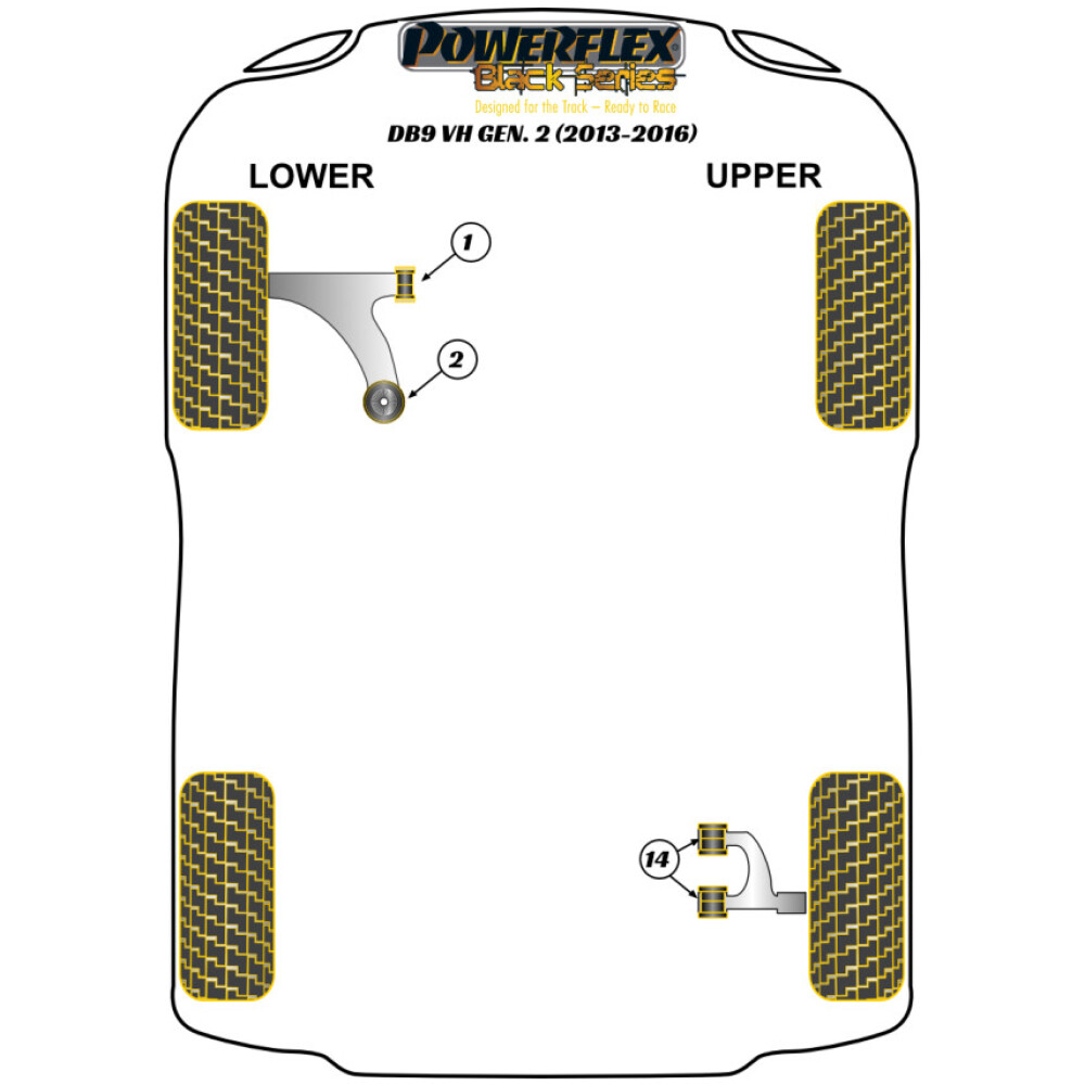Powerflex Aston Martin  DB9 (2013-2016)   Boccola posteriore del braccio oscillante inferiore anteriore Fig.2 (2) PFF2-102BLK - immagine 2