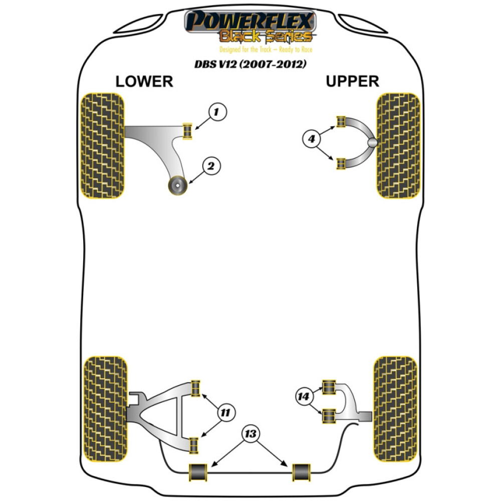 Powerflex Aston Martin DBS V12 (2007-2012)    Boccola posteriore del braccio oscillante inferiore anteriore Fig.2 (2) PFF2-102BLK - immagine 2