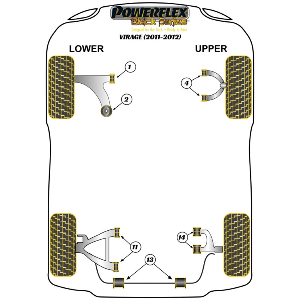 Powerflex Aston Martin Virage (2011-2012)    Boccola posteriore del braccio oscillante inferiore anteriore Fig.2 (2) PFF2-102BLK - immagine 2