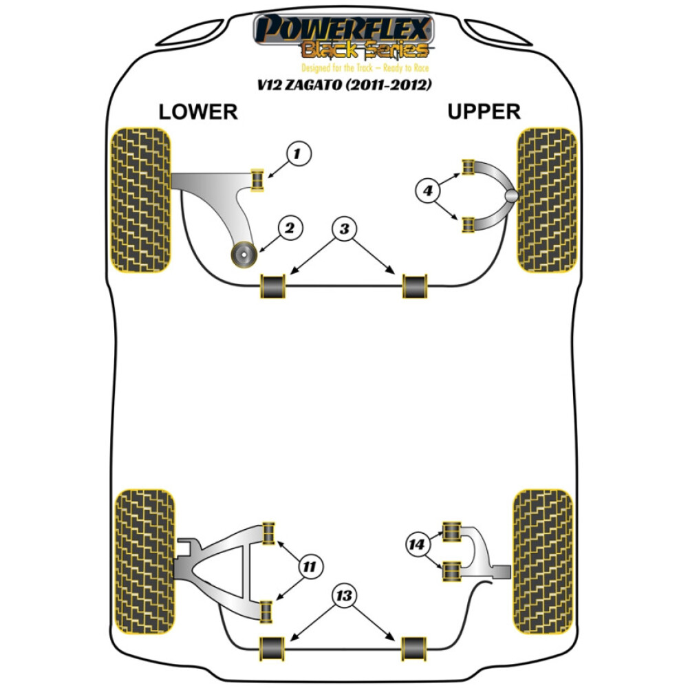 Powerflex Aston Martin V12 ZAGATO (2011-2012)    Boccola posteriore del braccio oscillante inferiore anteriore Fig.2 (2) PFF2-102BLK - immagine 2