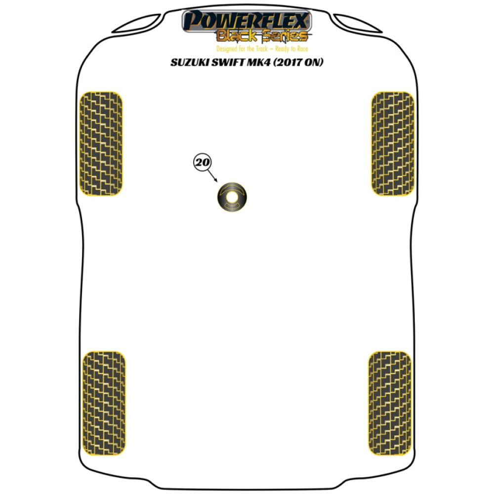 Powerflex Suzuki Swift MK4 A2L Excl. Sport (2017 in poi)    Inserto supporto motore inferiore Fig.20 (1) PFF73-523BLK - immagine 2