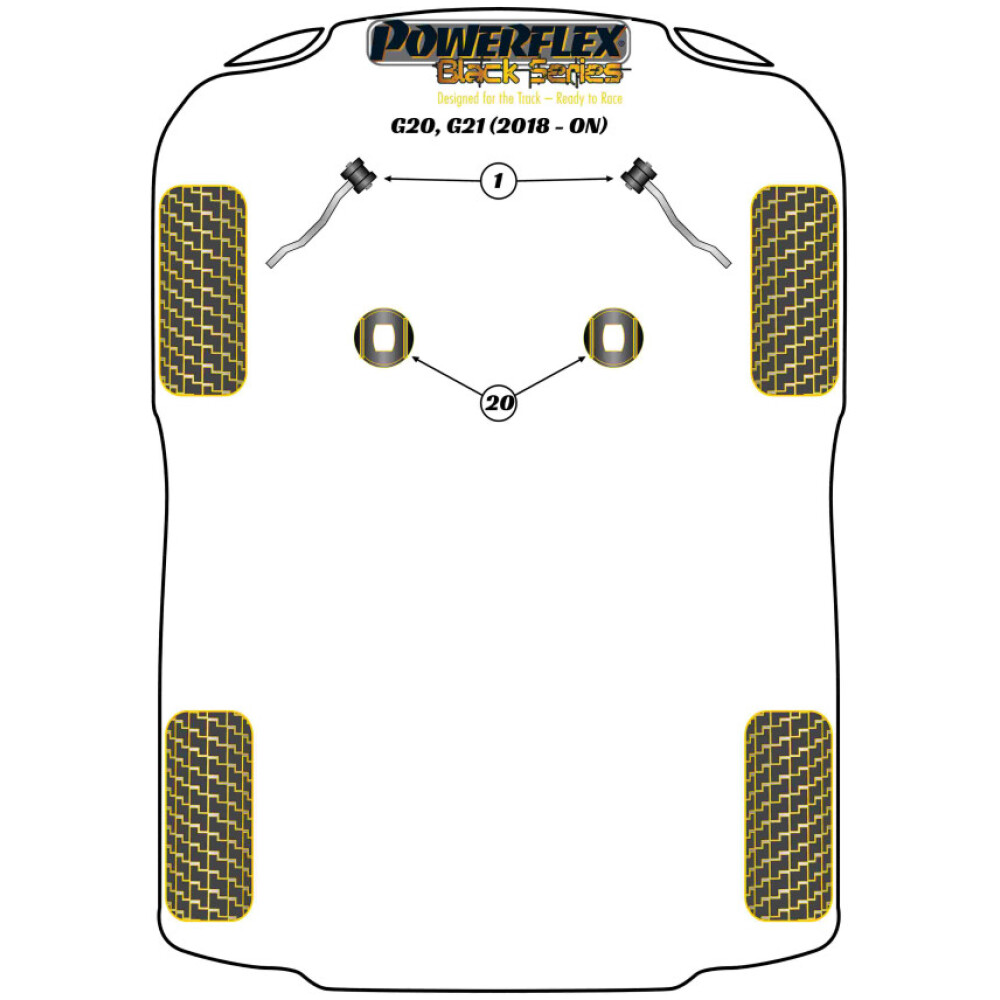 Powerflex BMW Serie 3  G20, G21 (2018 - )  Inserto supporto motore Fig.20 (2) PFF5-5452BLK - immagine 2