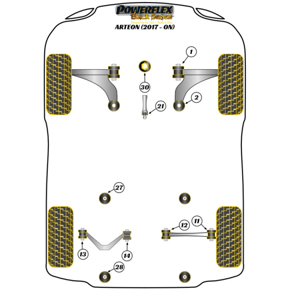 Powerflex Volkswagen Arteon (2017 in poi)    Boccola interna del tirante trasversale inferiore posteriore Fig.12 (2) PFR85-812BLK - immagine 2