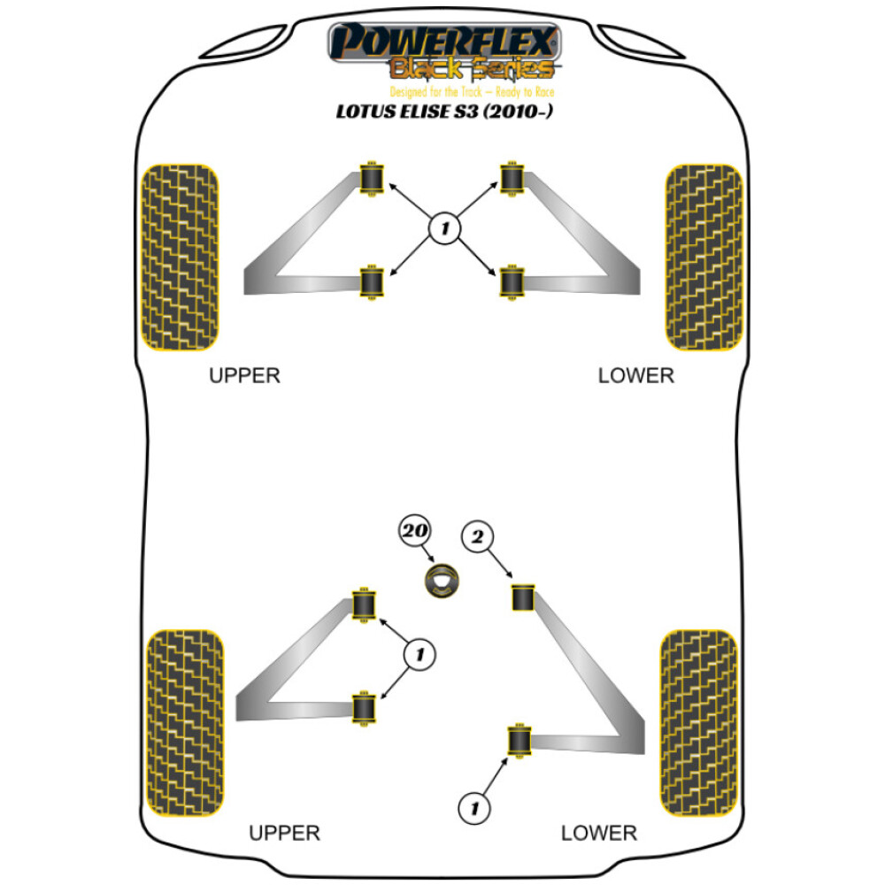 Powerflex Lotus Elise (1996 - 2021) Series 3 (2010 in poi)   Inserto supporto motore anteriore Fig.20 (1) PFF34-603BLK - immagine 2