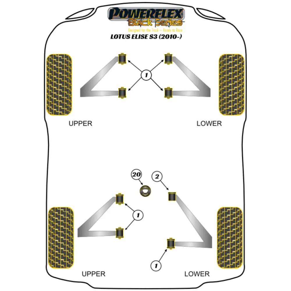 Powerflex Lotus Elise (1996 - 2021) Series 3 (2010 in poi)   Inserto supporto motore anteriore Fig.20 (1) PFF34-603BLK - immagine 2