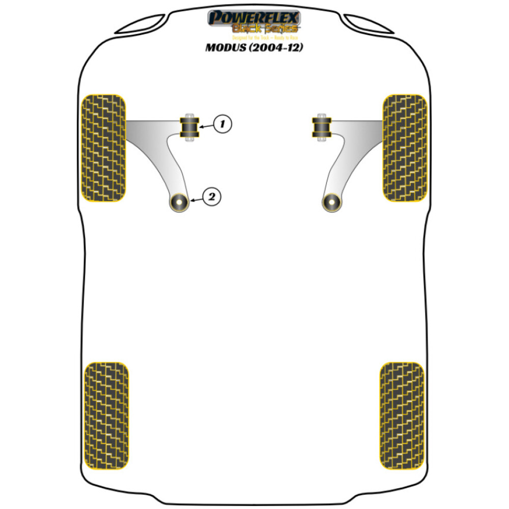 Powerflex Renault Modus (2004-2012)    Boccola posteriore del braccio anteriore, offset dell'inclinazione Fig.2 (2) PFF60-902GBLK - immagine 2