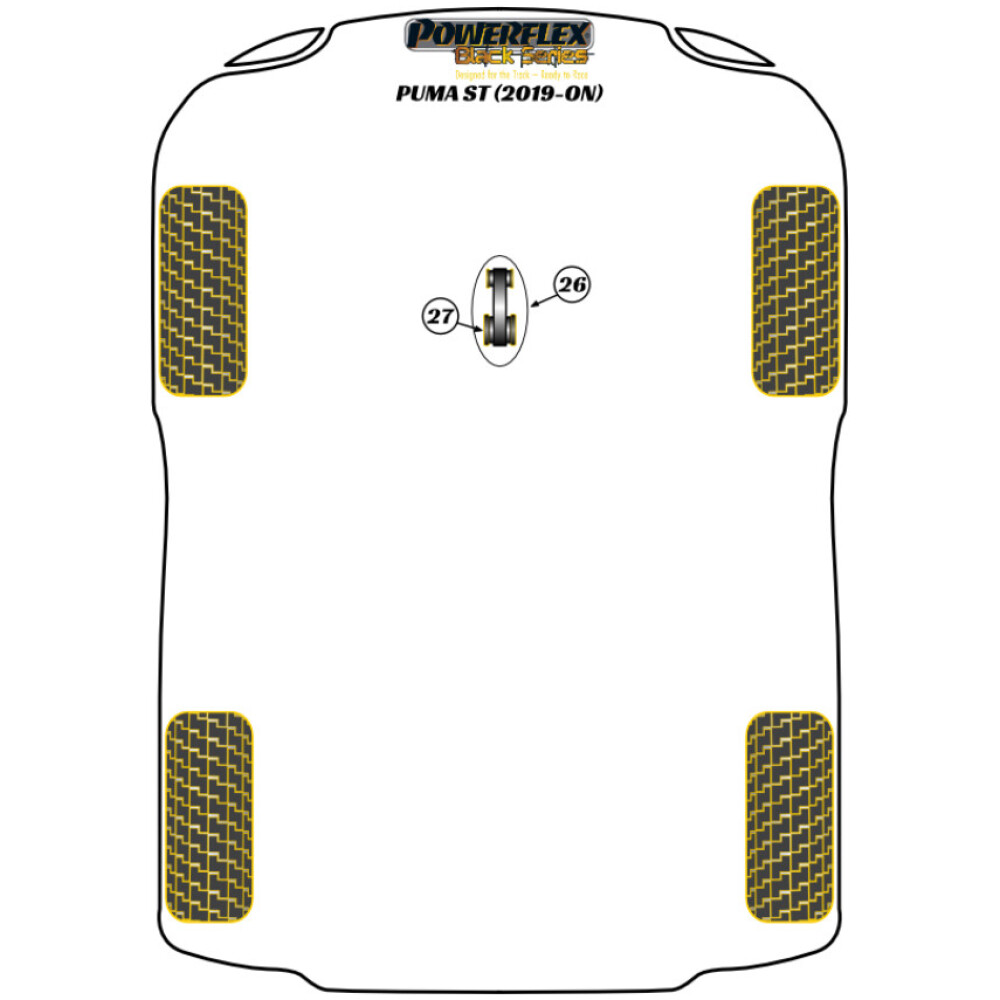 Powerflex Ford  Puma ST (2019- in poi)   Boccola grande di supporto di coppia inferiore Fig.27 (1) PFF19-2227BLK - immagine 2