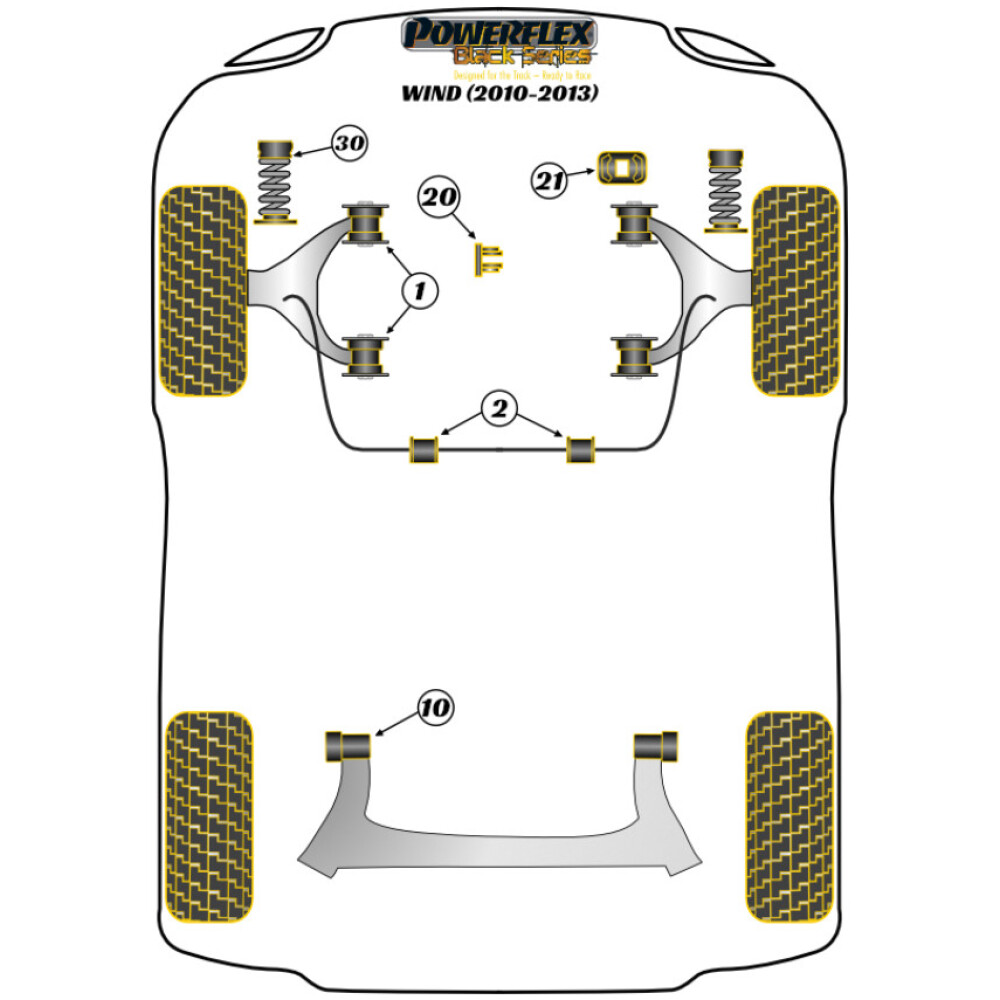 Powerflex Renault Wind (2010 - 2013)    Boccola di montaggio della trave posteriore Fig.10 (2) PFR60-310BLK - immagine 2