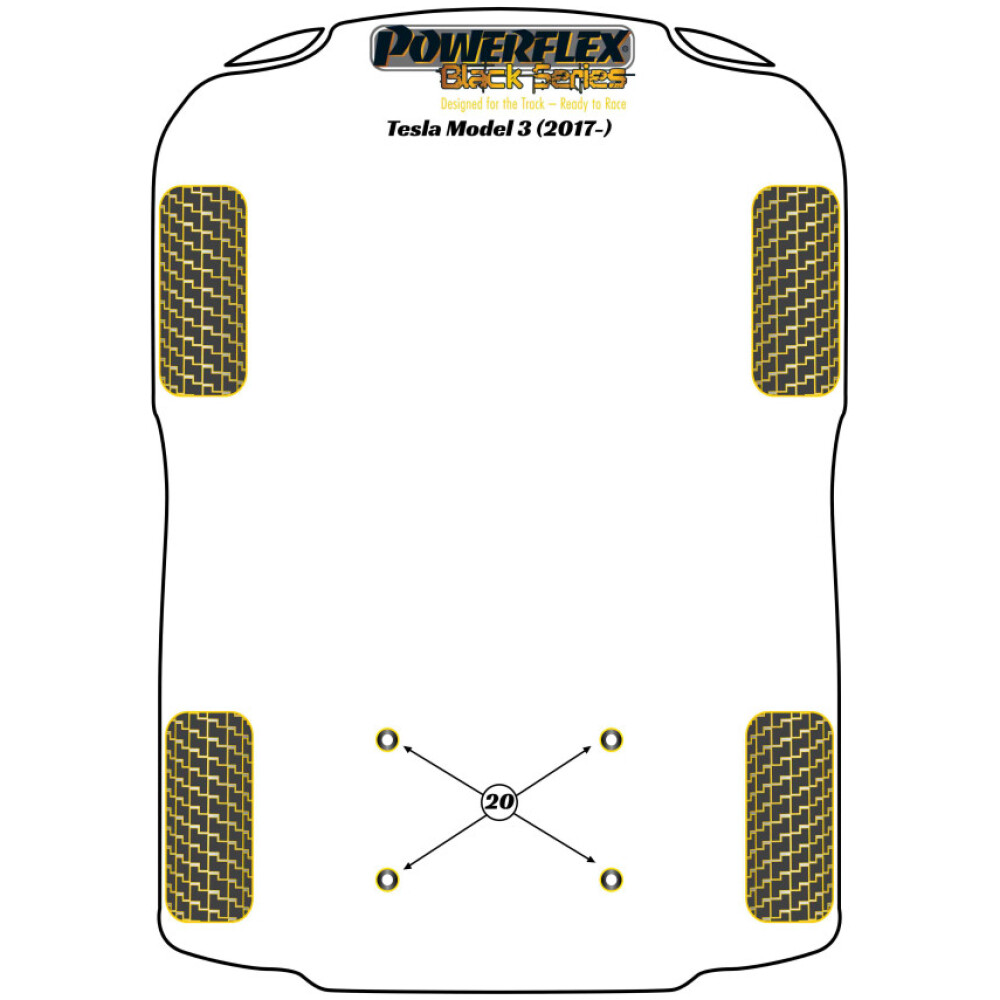 Powerflex Tesla Model 3 (2017 - 2023)    Kit di inserimento boccola telaio ausiliario posteriore Fig.20 (1) PFR75-320BLK - immagine 2