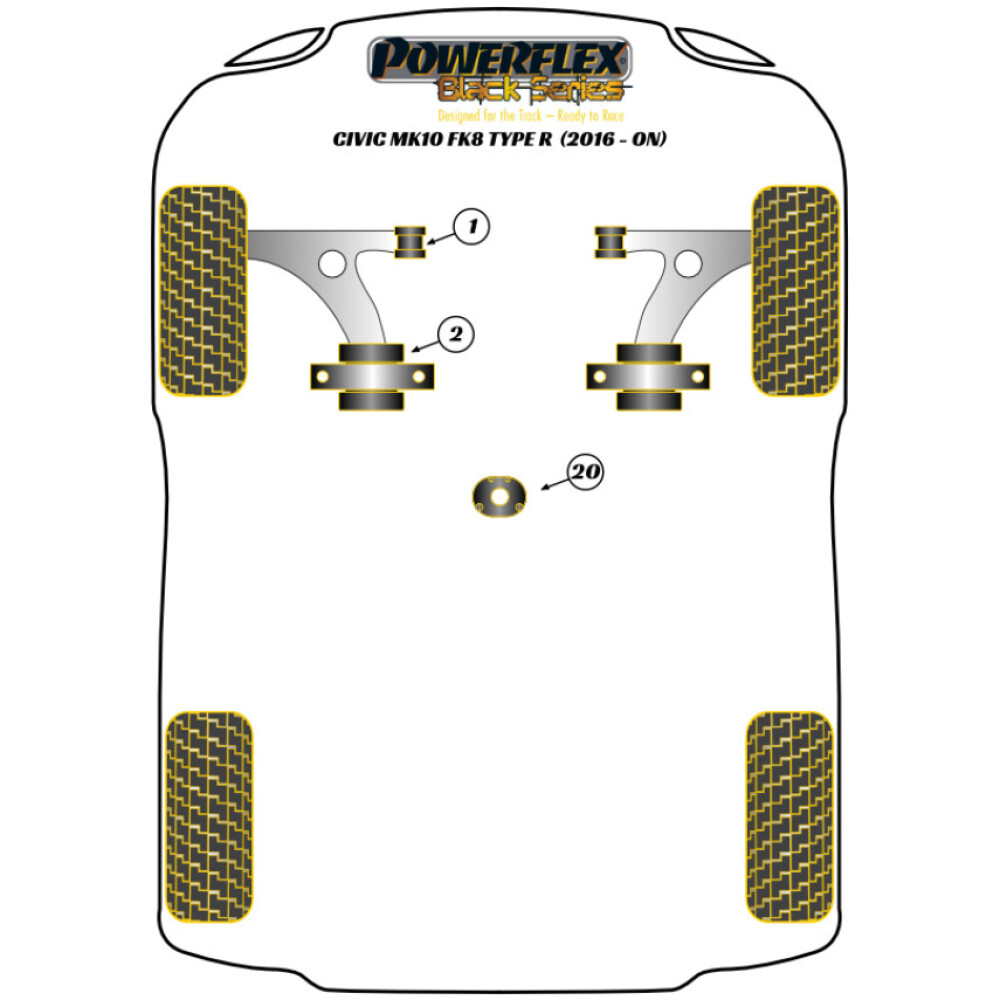 Powerflex Honda   Civic MK10 FK8 Type-R (2017 - 2021)  Boccola anteriore del braccio oscillante anteriore Fig.1 (2) PFF25-1101BLK - immagine 2