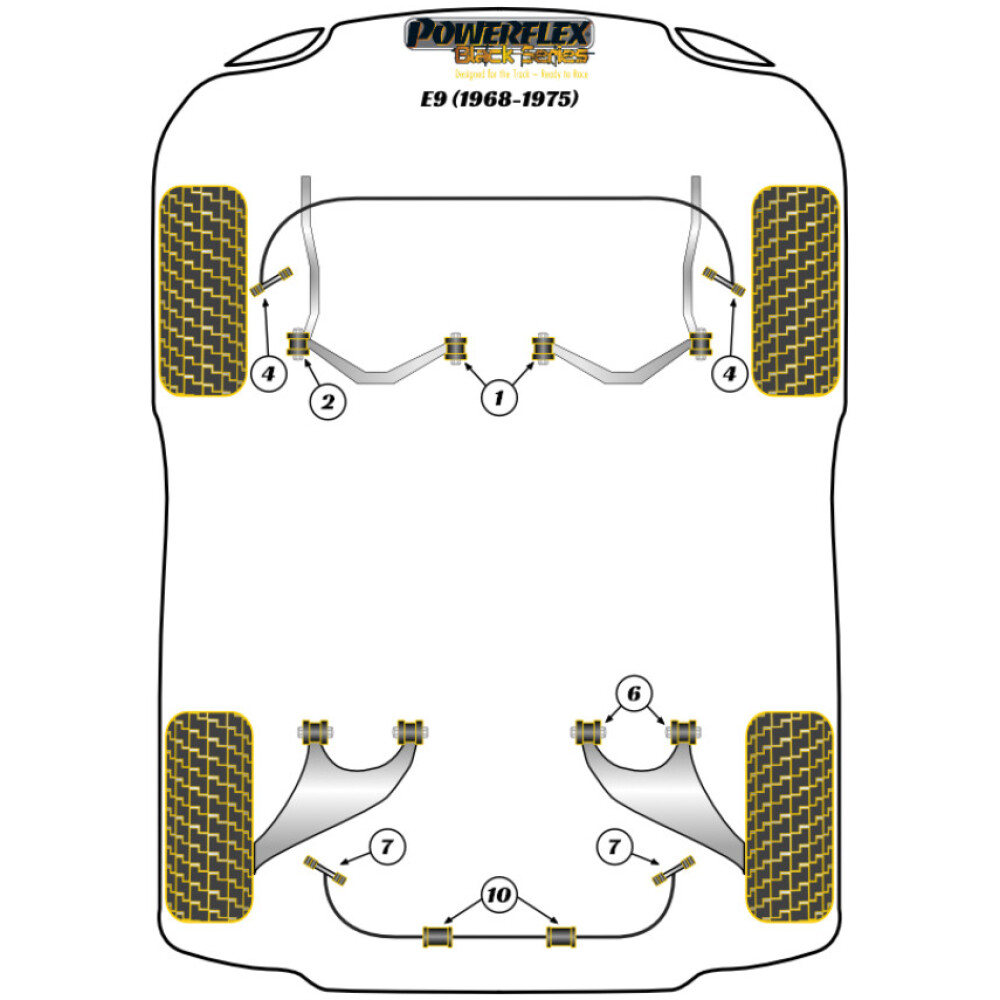 Powerflex BMW E9 2.5CS - 3.0CSL (1968-1975)    Boccola del braccio oscillante posteriore regolabile Fig.6 (4) PFR5-306GBLK - immagine 2