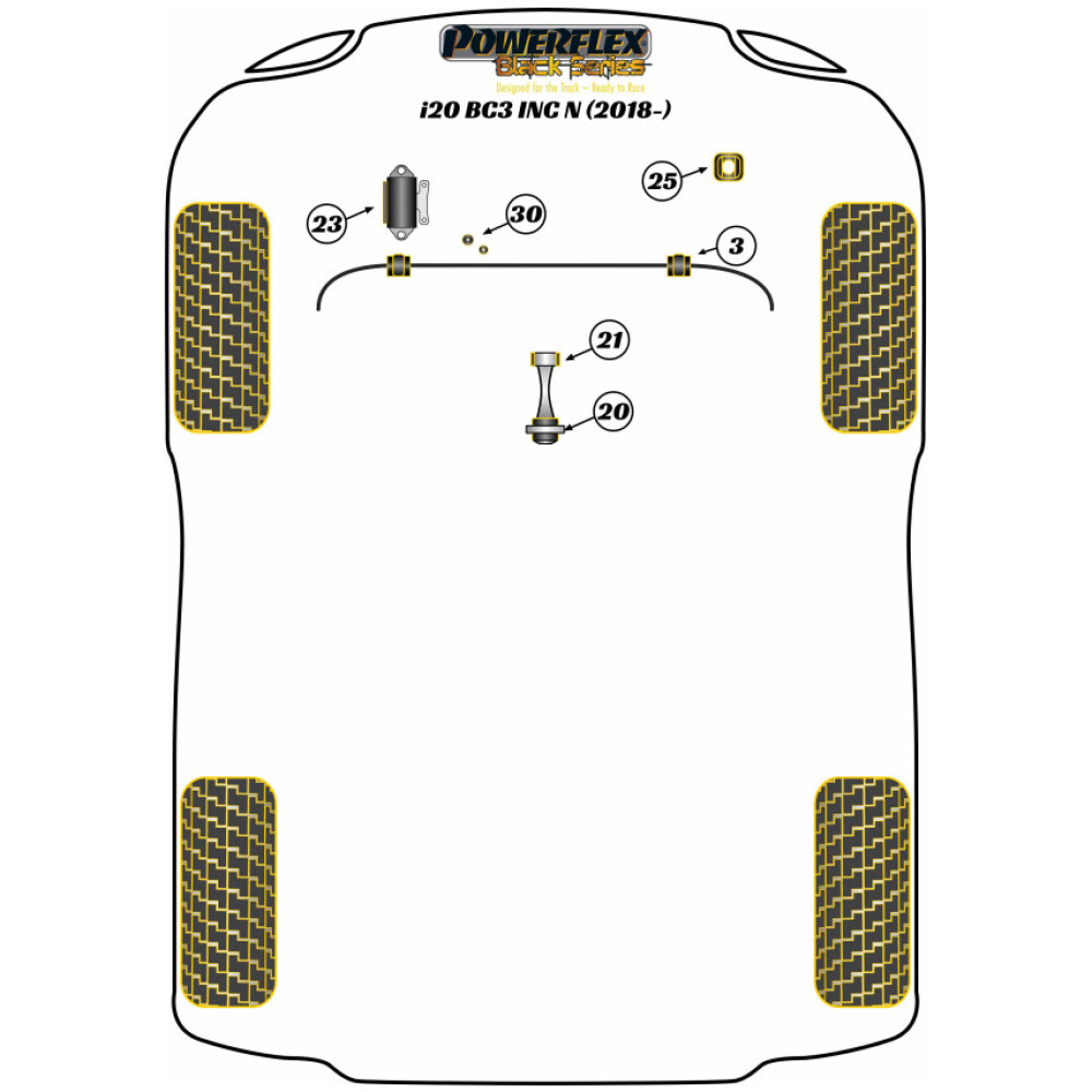 Powerflex Hyundai  i20 BC3 incl. N (2018 in poi)   Kit boccola cavo cambio Fig.30 (1) PFF26-130BLK - immagine 2