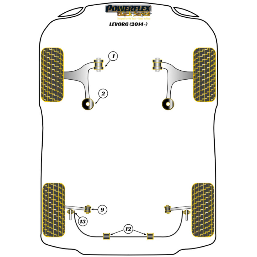 Powerflex Subaru Levorg (2014 in poi)    Boccola interna di controllo del cingolo inferiore posteriore Fig.9 (2) PFR69-509BLK - immagine 2