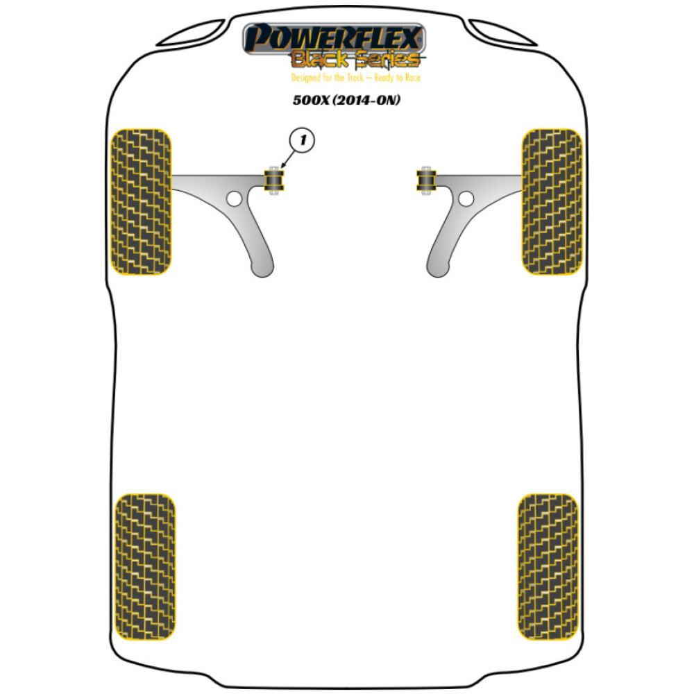 Powerflex Fiat 500X (2016 in poi)    Boccola anteriore del braccio oscillante anteriore 14mm Fig.1 (2) PFF16-701-14BLK - immagine 2