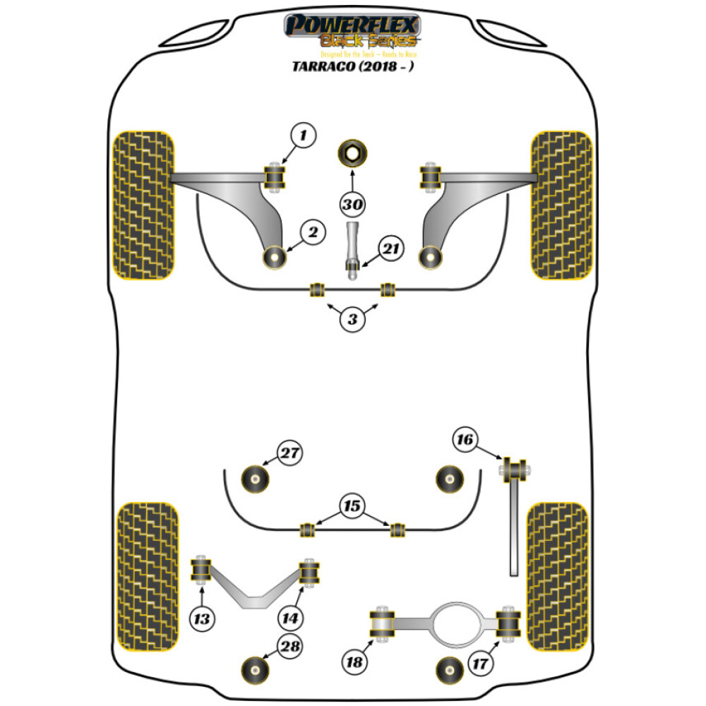 Powerflex Seat Tarraco (2018-)    Boccola piccola del supporto di coppia inferiore Fig.21 (1) PFF3-1326BLK - immagine 2
