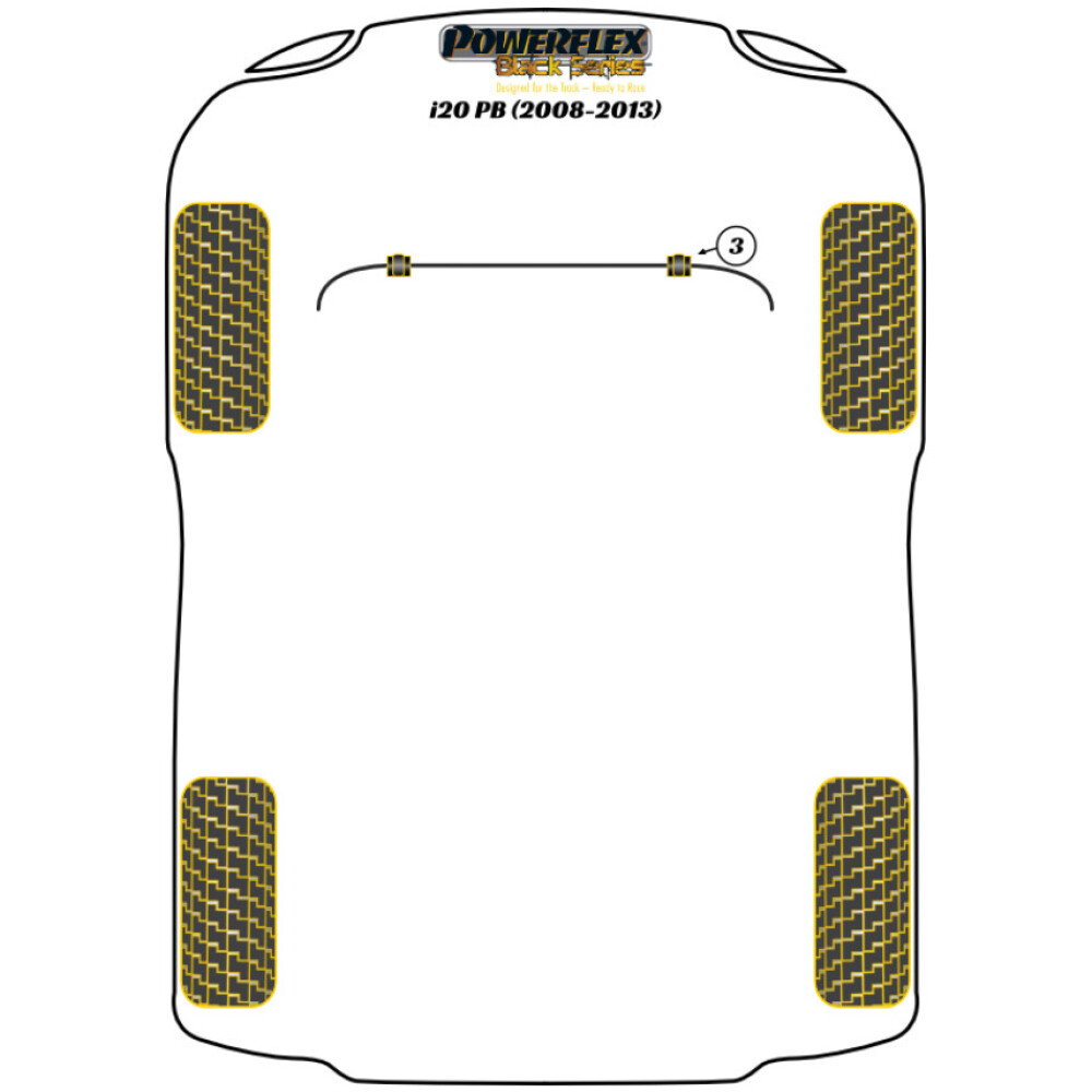 Powerflex Hyundai  i20 PB (2008 - 2013)   Boccola barra antirollio anteriore 23,2 mm Fig.3 (2) PFF26-103-23.2BLK - immagine 2
