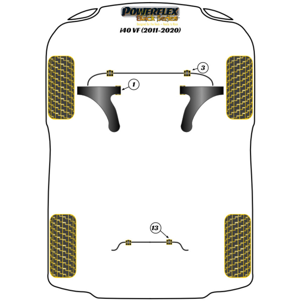 Powerflex Hyundai i40 (2011 - 2020)    Braccio oscillante anteriore Boccola anteriore Camber regolabile Fig.1 (2) PFF26-101GBLK - immagine 2