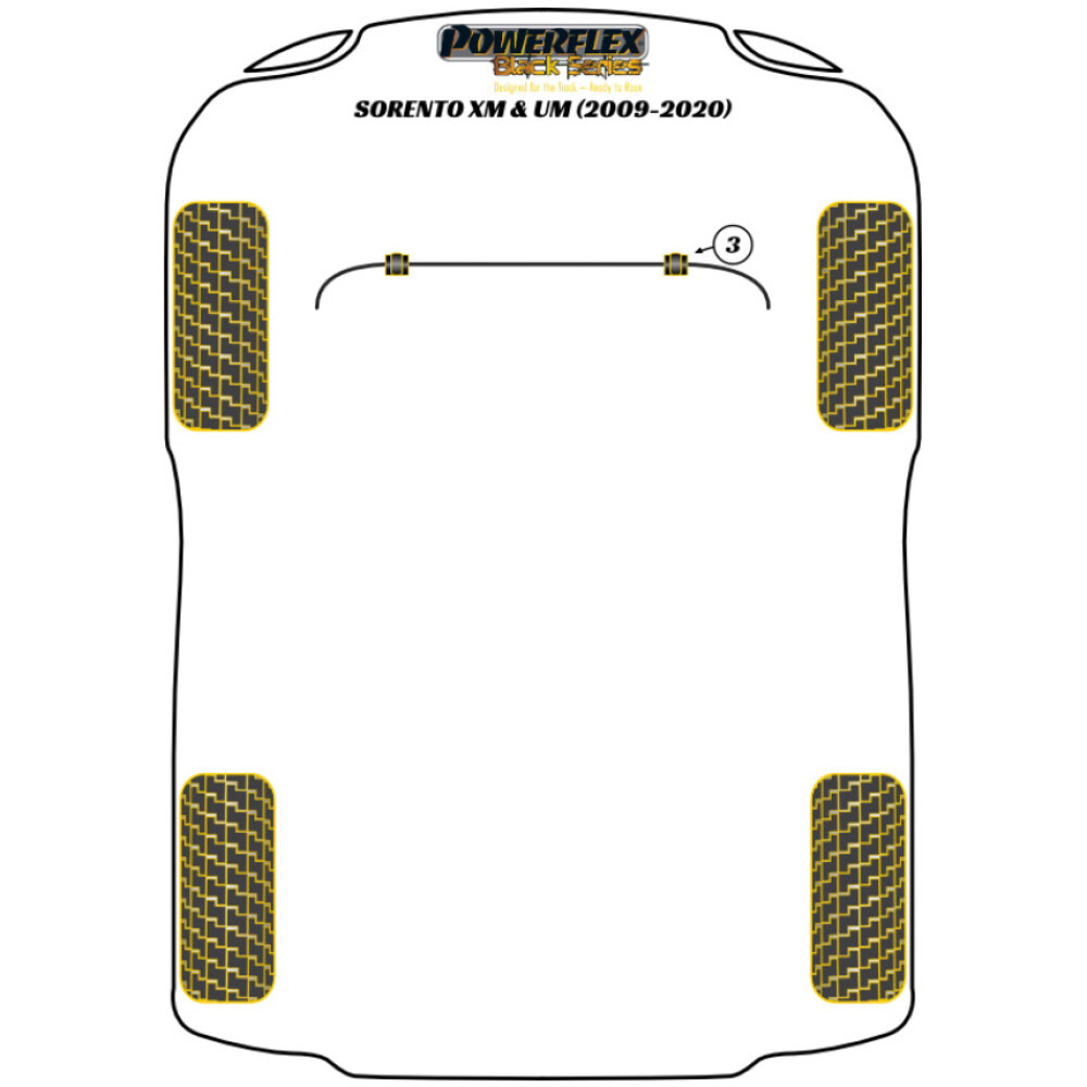 Powerflex Kia Sorento XM & UM (2009 - 2020)    Boccola barra antirollio anteriore 22,5 mm Fig.3 (2) PFF26-103-22.5BLK - immagine 2