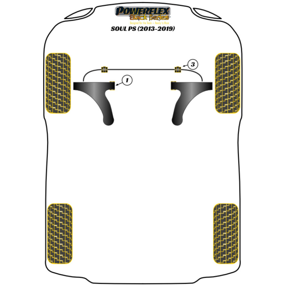 Powerflex Kia  Soul  CV (2013 - 2019)   Boccola barra antirollio anteriore 23,2 mm Fig.3 (2) PFF26-103-23.2BLK - immagine 2