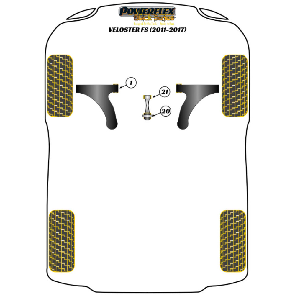 Powerflex Hyundai  Veloster FS (2011 - 2017)   Supporto di coppia inferiore - Motorsport Fig.20 (1) PFF26-122BLK - immagine 2