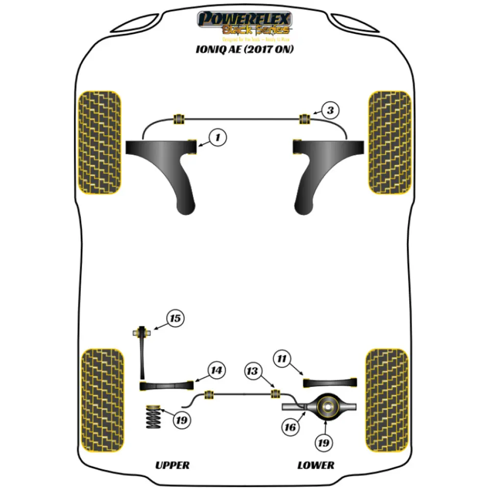 Powerflex Hyundai Ioniq AE (2017 in poi)    Boccola del braccio di controllo superiore posteriore Fig.14 (4) PFR26-114BLK - immagine 2