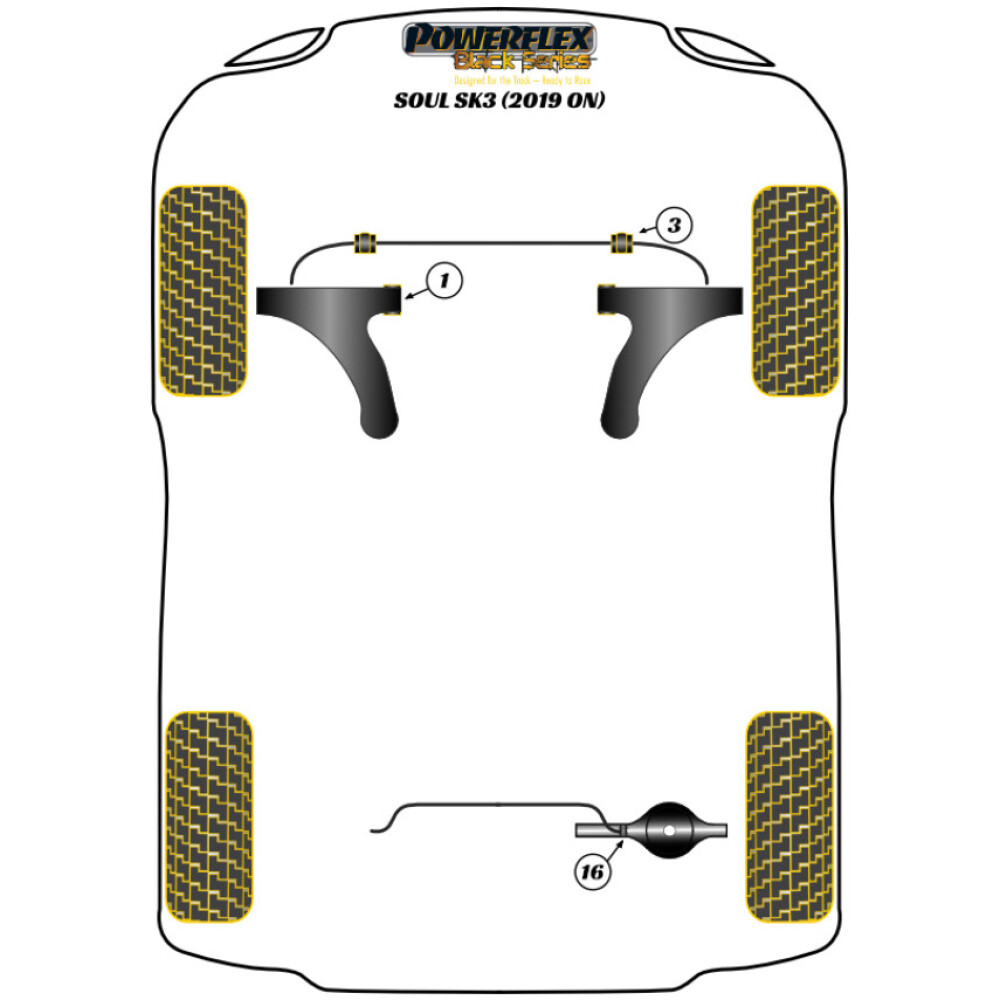 Powerflex Kia  Soul SK3 (2019 in poi)   Boccola barra antirollio anteriore 23,2 mm Fig.3 (2) PFF26-103-23.2BLK - immagine 2