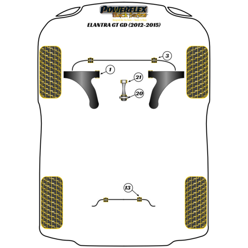 Powerflex Hyundai  Elantra GT GD (2012 - 2015)   Supporto di coppia inferiore - Motorsport Fig.20 (1) PFF26-122BLK - immagine 2