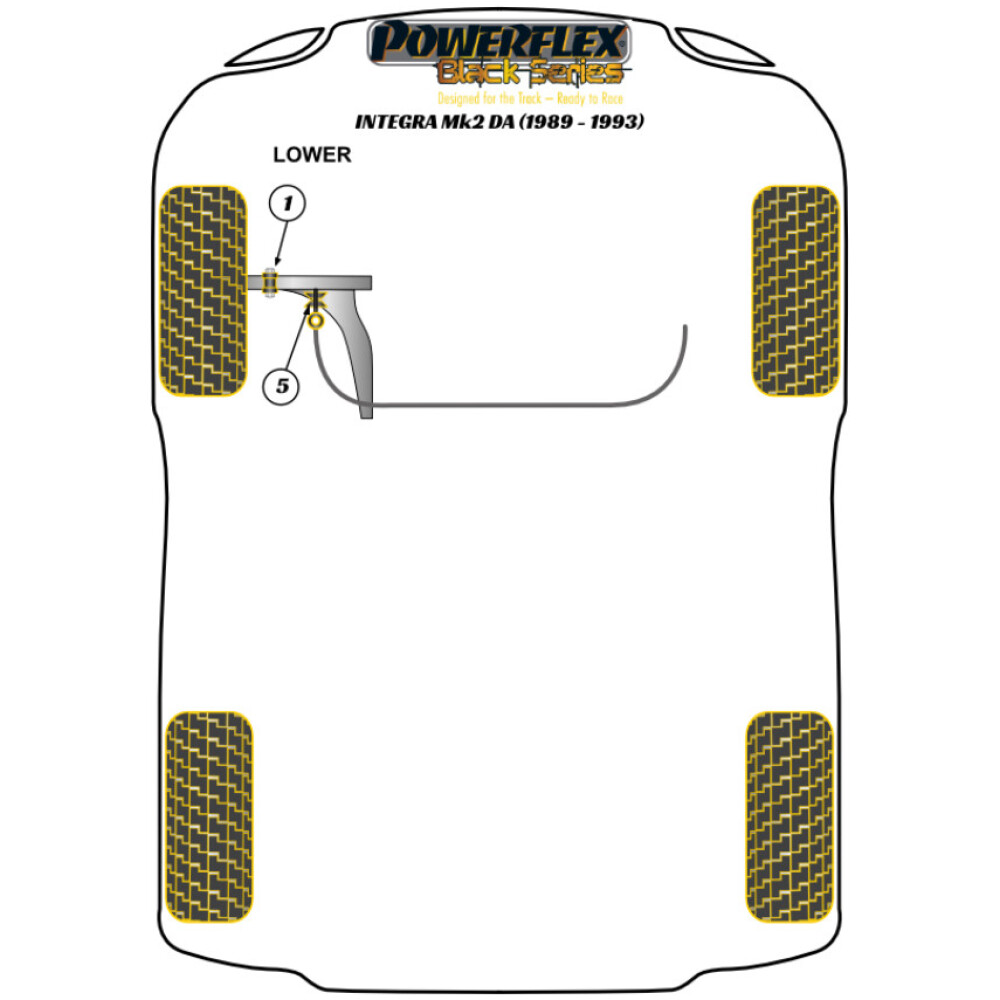 Powerflex Honda  Integra Mk2 DA (1989-1993)   Boccola del collegamento della barra antirollio Fig.5 (2) PFF25-105BLK - immagine 2