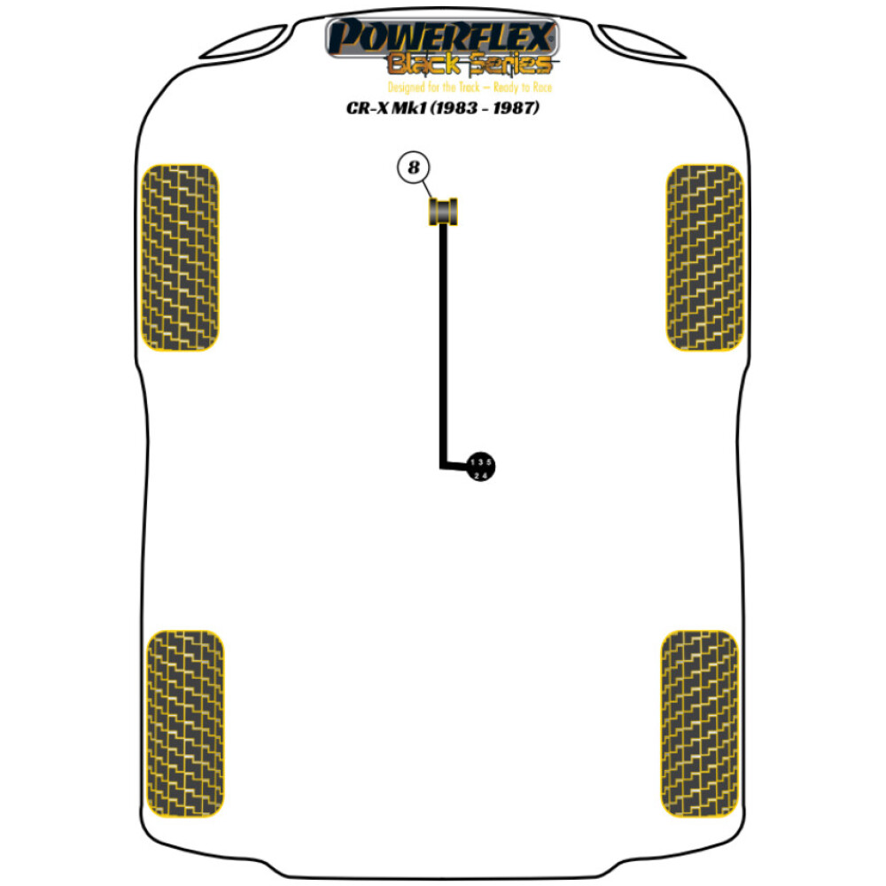 Powerflex Honda  CR-X Mk1 (1983-1987)   Supporto collegamento cambio anteriore Fig.8 (1) PFF63-416BLK - immagine 2