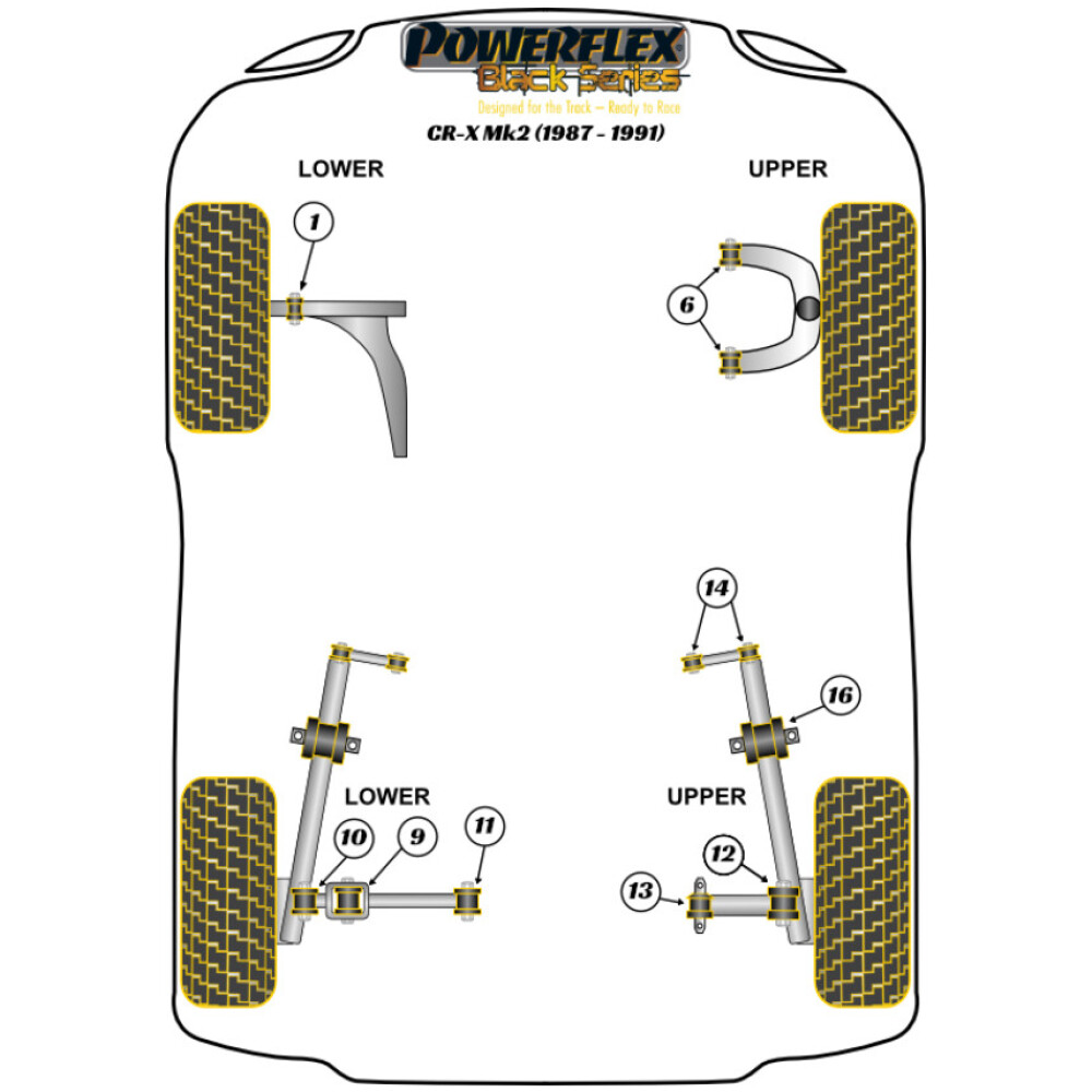 Powerflex Honda  CR-X Mk2 (1987-1991)   Boccola esterna braccio inferiore posteriore 35mm Fig.10 (2) PFR42-610BLK - immagine 2