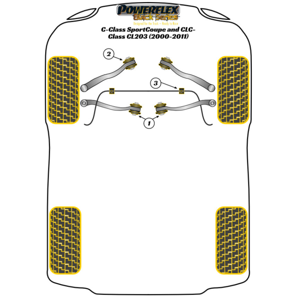 Powerflex Mercedes-Benz Classe C CL203 Sport-Coupe/CLC (2000-2011)   Boccola interna del braccio inferiore anteriore regolabile Camber Fig.1 (2) PFF40-501GBLK - immagine 2