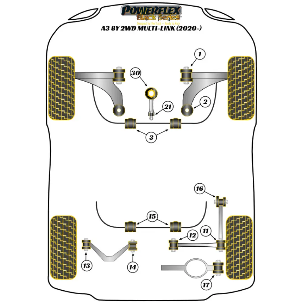 Powerflex Audi   A3 MK4 8Y FWD (2020 in poi) Multi-Link  Boccola anteriore del braccio oscillante anteriore Fig.1 (2) PFF85-501BLK - immagine 2