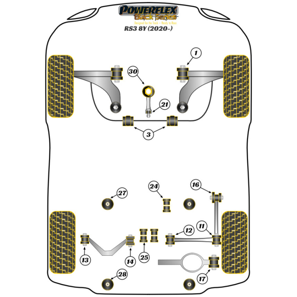 Powerflex Audi   RS3 MK4 8Y (2020 in poi)  Boccola posteriore del braccio oscillante anteriore, caster regolabile Fig.2 (2) PFF3-902GBLK - immagine 2