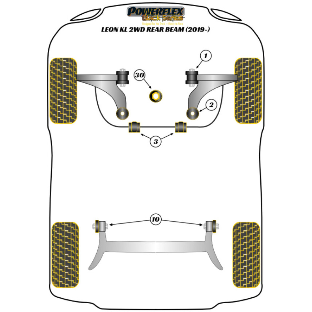 Powerflex Seat   Leon KL ponte post. fisso  Boccola piccola del supporto di coppia inferiore Fig.21 (1) PFF3-1324BLK - immagine 2